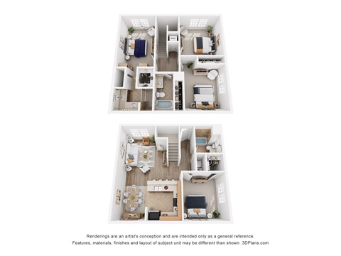 Floor plan for 4 beds, 3 baths, 1712 sqft